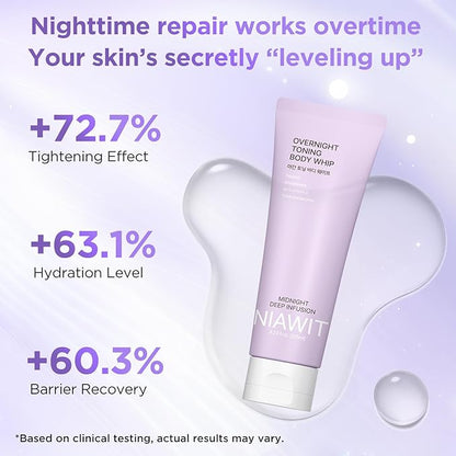 Overnight Toning Body Whip – Clinically Tested Night Cream for Firming & Moisturizing Arms, Thighs & Belly | Targets Loose Skin & Improves Tone While You Sleep, All Skin Types