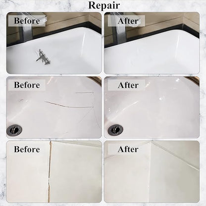 Tub, Tile and Shower Repair Kit (Color Match), Hupeyna Porcelain Repair Kit, Bathtub Repair Kit for Chips Dents Cracks Holes Scratchs, etc. Fiberglass Repair Set - Offer More Color Options