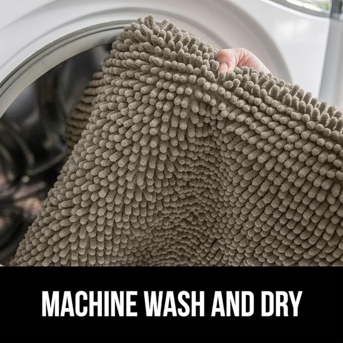 GORILLA GRIP Bath Rug Mat 30x20, Thick Soft Absorbent Chenille, Quick Dry Microfiber Mats, Rubber Backing Washable Shower Floor Rugs, Bathmat Runner, US Designed Bathroom Home Decor Accessories Latte