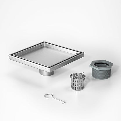 Square Shower Drain 8", Brushed Floor Drain with Tiled Insert Grate & Hair Strainer, 304 Stainless Steel Bathroom 2-in-1 Tiled in Drain, CUPC Certified (Brushed, 8'')