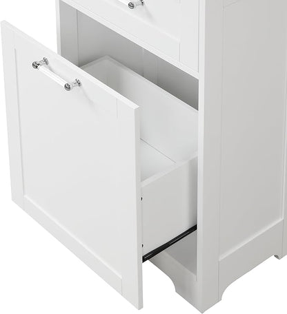 Favfurish 68" Tall Bathroom Storage Cabinet with Door and 2 Drawer,Modern Linen Cabinets w/Adjustable Shelf & Magnetic Door Stopper,Freestanding Organizer for Bath Room,Study,Office,Kitchen White