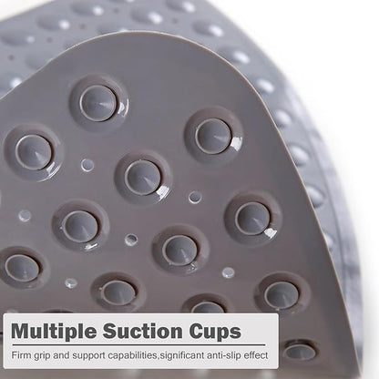 Mrcrypos Corner Shower Mats 31 x 31 Inches Bath Mat with Suction Cups and Drain Holes, Quick Dry Anti Slip Bathmat Machine Washable Shower Stall Mats for Bathroom, Gray