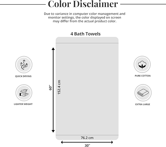 Tens Towels Pack of 4 Extra Large Bath Towels 30 x 60 Inches, 100% Cotton, Larger & Lighter Weight, Quicker to Dry, Super Soft and Absorbent, Perfect for Bathroom, Burgundy