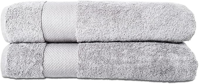 Hencely Bath Sheet Set of 2 - (35x64 Inches) - Luxury Extra Large Oversized Towels, 100% Cotton - Quick Dry, Highly Absorbent, Super Soft - Spa, Hotel, Bathroom - (Bath Sheets 2 Pack, Silver)