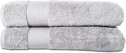 Hencely Bath Sheet Set of 2 - (35x64 Inches) - Luxury Extra Large Oversized Towels, 100% Cotton - Quick Dry, Highly Absorbent, Super Soft - Spa, Hotel, Bathroom - (Bath Sheets 2 Pack, Silver)