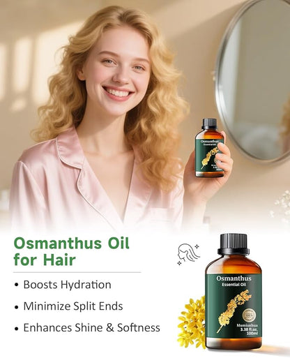 Pure Osmanthus Essential Oil, Mumianhua Natural Floral Oil for Bedroom Ambiance & Garden Protection, Aromatherapy for Evening Luxury, Outdoor Elegance, Skin Care & Home Diffuser 3.38 Fl Oz