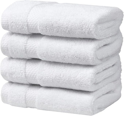 SOFE H&L | Olea Towel Set | 100% Cotton Premium Turkish Towels for Bathroom | Soft, Absorbent, Durable (White, Set of 4 - Washcloth)