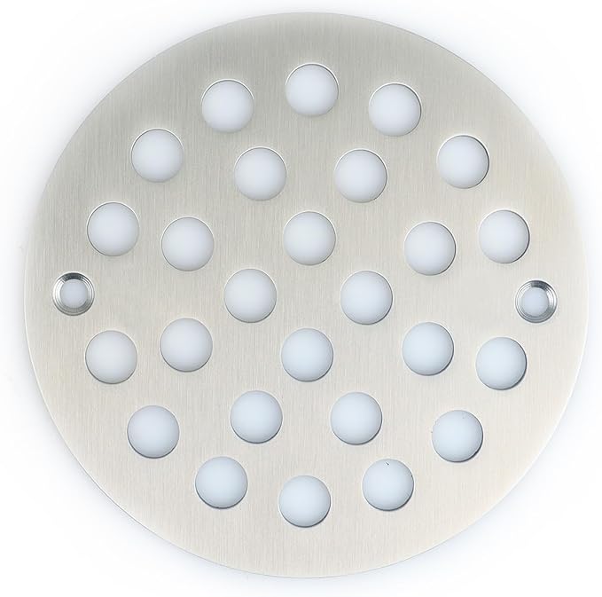 4 Inch Screw-in Round Shower Drain Cover Replacement Floor Drainer with Screws (Brushed Nickel)