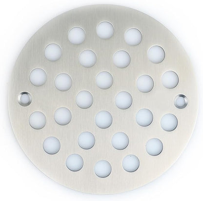 4 Inch Screw-in Round Shower Drain Cover Replacement Floor Drainer with Screws (Brushed Nickel)
