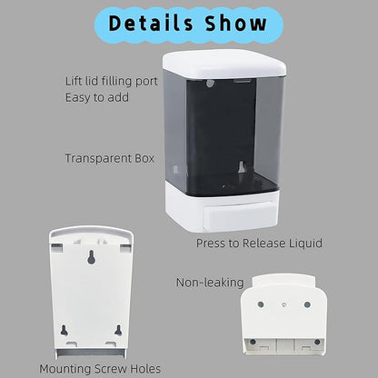 Manual Soap Dispenser Kitchen Bathroom Wall Mounted Hand Dispensers Commercial for Liquid Containers Shampoo Gel Chamber Plastic - (33.8 oz) 1000ml