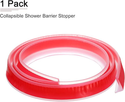 39"x0.8"x0.5" (LxWxH) Collapsible Shower Barrier Stopper - 1 Pack - Good for Bathroom Kitchen - L Shape Water Splash Guard Blocker - Clear