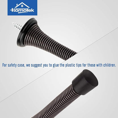 HOMOTEK 30 Pack Oil Rubbed Bronze Spring Door Stops,3-1/8” Heavy Duty Door Stop - Flexible Spring Door Stopper with Low Mounted Black Rubber Bumper Tips