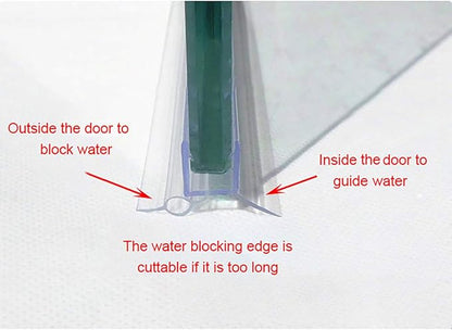 Frameless Shower Door Bottom Seal with Drip Rail for 1/4"(6mm) Glass, Length 27.5"/0.7m, Glass Door Sweep Stop Shower Leaking