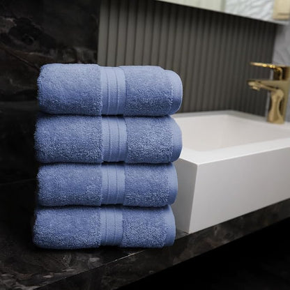 Hand Towels Pack of 4 - Extra Soft & Decorative, Large (16"x 28") 100% Cotton, Luxury, Thick, Plush - Versatile, Perfect as Bathroom and Hotel Towel, Hand Towels for Bathroom - Sky Blue