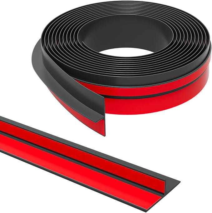 T-Shaped Door Draft Stopper, 1.37 in x 10 Ft Silicone Seal Strip for Windows Gaps, Weather Stripping Seal Strip Shower Sweep, Black