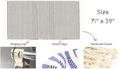 Bazaar Anatolia Turkish Beach Towel – 100% Cotton, Quick Dry, Sand Free Large Towel for Bathroom and Camping – Oversized 71x39 Inches – Arpa Grey