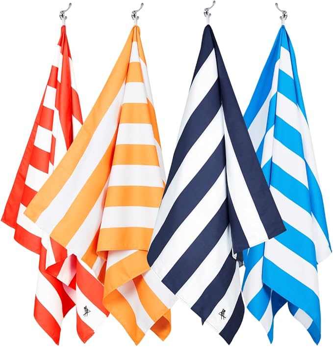 Dock & Bay Beach Towel - Quick Dry, Sand Free - Compact, Lightweight - 100% Recycled - Includes Bag - Cabana - Set H (4), Extra Large (200x90cm, 78x35)