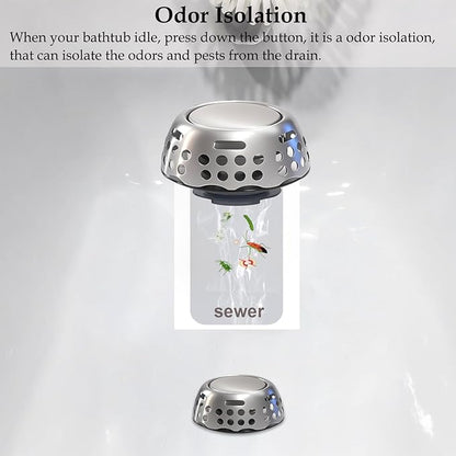 Bathtub Drain Stopper, Pop Up Tub Stopper with Strainer, Shower Drain Hair Catcher, Bath Tub Plug for 1.50"-1.75" Bath Drain Hole
