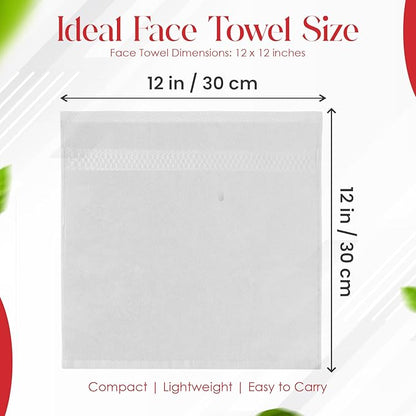 RIVERSIDE 12 Pack Premium 100% Cotton Face Washcloths, 550 GSM, 12 x 12 Inches, Soft, Absorbent Towels for Body & Shower, Bathroom Wash Clothes, Durable Face Towels Set for Spa, Gym, White