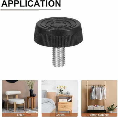 M8x17x30mm(DxLxOD) Screw on Furniture Glide Leveling Feet - 20Pack - Good for Furniture - Adjustable Thread Furniture Levelers - Black