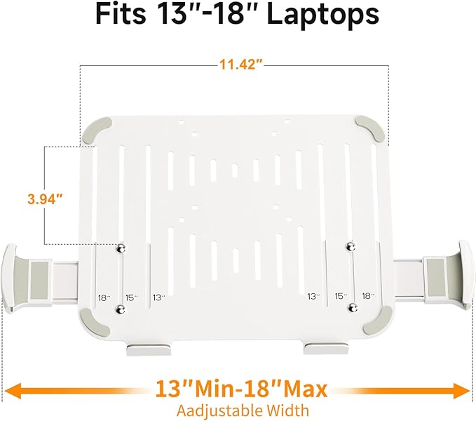suptek Adjustable 13 to 18 inch Laptop VESA Arm Mount Tray for Monitor Arms and Stands (Tray Only),Fits 75x75/ 100x100 mm VESA Mount Holes,and Supports Weight up to 10lbs,White(TP007W)