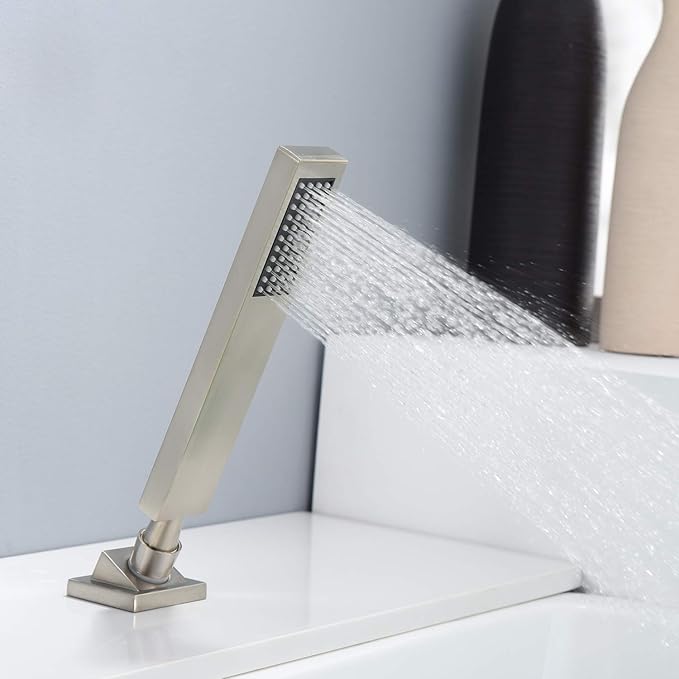 sumerain Waterfall Bathtub Faucet Brushed Nickel with Sprayer, Tub Spout with Diverter