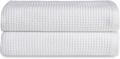 Cozy Earth Waffle Hand Towels - 60% Cotton 40% Viscose from Bamboo Hand Towels 20 x 30 Inches - Soft & Absorbent Terry, Reversible Mini Textured Waffle & Weave Pattern - 2 Pack