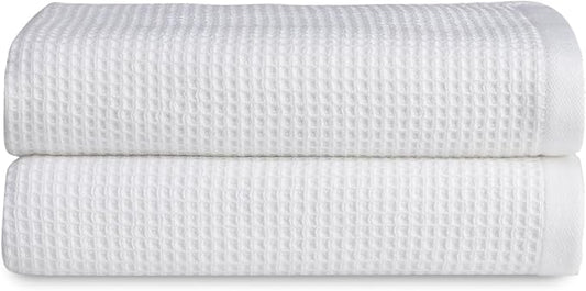 Cozy Earth Waffle Hand Towels - 60% Cotton 40% Viscose from Bamboo Hand Towels 20 x 30 Inches - Soft & Absorbent Terry, Reversible Mini Textured Waffle & Weave Pattern - 2 Pack