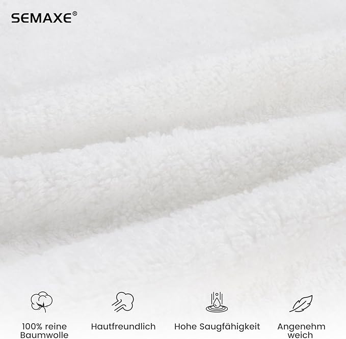 SEMAXE 12 Pack Hand Towels for Bathroom, 100% Cotton Towels with Hanging Loops, Soft and Highly Absorbent, Hand Towel Set for Gym, Shower, Hotel, Spa and Kitchen, White