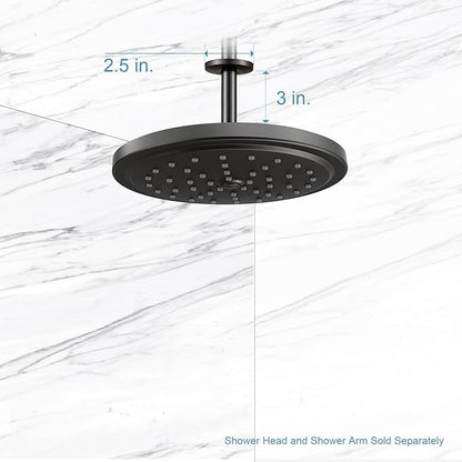 OFFO Shower Arm with Flange, 3 in Oil Rubbed Bronze Ceiling Mount Replacement Rain Shower Head Straight Arm Ceiling-Mounted For Fixed Shower Head & High Pressure Rain