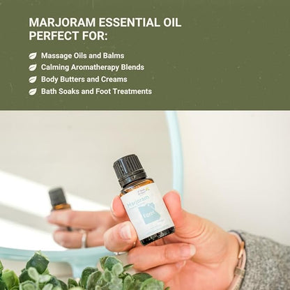Marjoram Essential Oil - Direct from Al Sheikh for Export Egypt - Steam Distilled - Aceite de Mejorana for Aromatherapy, Massage, Diffuser, DIY Candle and Soap Making - 22lbs