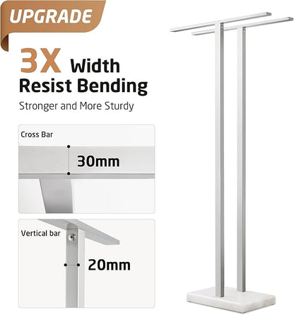 KES 43'' H Standing Towel Rack for Bathroom, Free Standing Towel Rack Floor with Weighted Marble Base 2-Tier, Outdoor Towel Racks Extra High Thick 18/8 Stainless Steel Brushed Finish, BTH232-2