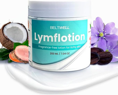 Beltwell® Lymflotion Non-Greasy Moisturizer for Dry & Sensitive Skin Relief – Fragrance Free Anti-Itch Lotion for Itchy Skin, Lymphedema, Diabetes, Eczema, Cracked Feet & Arms – 200ml