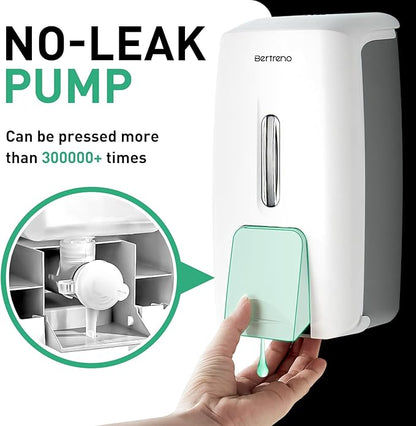 Commercial Soap Dispenser Wall Mount Manual Pump Hand Soap Dispenser 800ml Gel Liquid Hand Sanitizer Dispenser Self Adhesive for Home Bathroom (White)