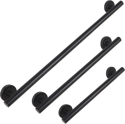 Lava Odoro Shower Grab Bar, Modern Set Stainless Steel Handicap Grab Bar for Bathtubs and Showers, Shower Safety Bar for Seniors Disabled, ADA-Compliant (Matte Black, 3 Pack 18", 24'', 36")