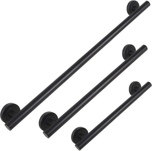 Lava Odoro Shower Grab Bar, Modern Set Stainless Steel Handicap Grab Bar for Bathtubs and Showers, Shower Safety Bar for Seniors Disabled, ADA-Compliant (Matte Black, 3 Pack 18", 24'', 36")