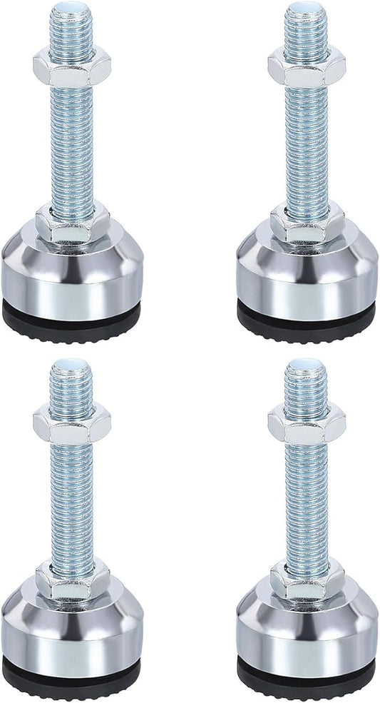 PATIKIL Furniture Leveling Feet 1.6" Dia Base M12 Thread, 4 Pcs Carbon Steel Adjustable Threaded Furniture Levelers Screw on Leg Leveler with Pads for Desk Chair Cabinet, Black