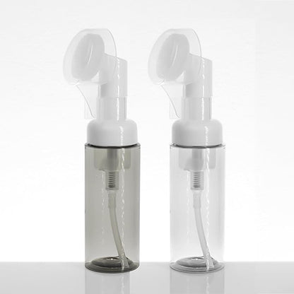 6PCS Foam Bottle with Brush, Empty Foaming Pump Dispenser Small Face Cleanser Empty Bottles with Brush Head Pressure Type for Facial Wash and Gel Cleansing Milk Beater 2oz