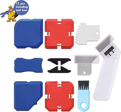Professional Silicone Caulking Tool Kit, Reusable Silicone Profiling Kit with Sealant Finishing Tools and Caulk Removal Tools - Caulk Scraper Tool