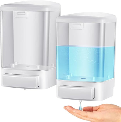 Hushee 2 Pcs Commercial Soap Dispenser Wall Mounted Manual Soap Dispenser Containers Bathroom Plastic Hand Wash Wall Containers for Kitchen Hotel Liquid