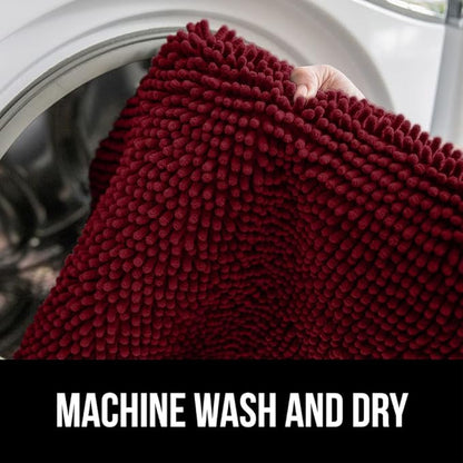 GORILLA GRIP Bath Rug Mat 36x24, Soft Absorbent Chenille, Quick Dry Microfiber Mats, Rubber Backing Washable Shower Floor Rugs, Bathmat Runner, US Designed Bathroom Home Decor Accessories Burgundy