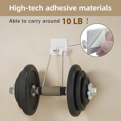 Adhesive Shower Hooks for Bathroom - Extra Sticky Stainless, Wall Hooks for Hanging Towel, Razor, Loofah, Robe, Coat, Heavy Duty Hanger for Kitchen, Bedroom, Door, Metal, Matt White, 6 Pack