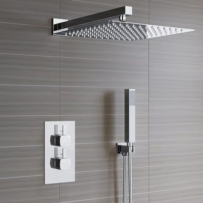 Voolan 20" Square Shower Arm with Flange and Teflon Tape, Extension Shower Head Arm for Bathroom Fixed Shower Head, Solid Stainless Steel, Wall Mounted (Chrome)