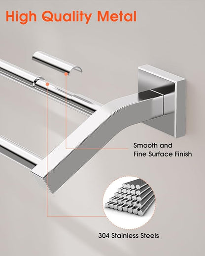 Alise Double Towel Bars, Wall Mount Towel Holder, Heavy Duty SUS304 Stainless Steel, Polished Chrome, 16 Inch