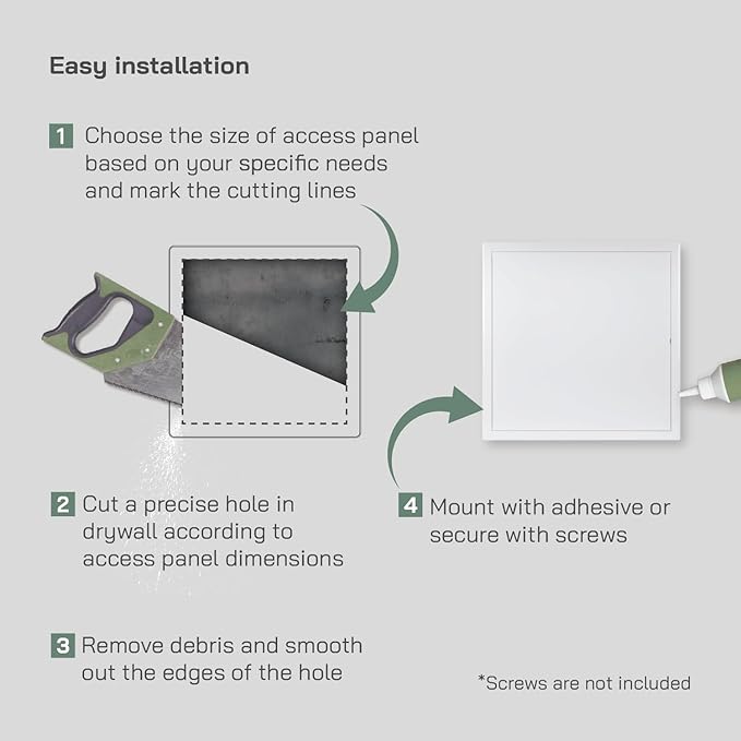 Vent Systems 16" x 16" Inch White Galvanized Steel Access Panel – Durable Access Door for Drywall, Wall or Ceiling – Easy Service Panel for Plumbing, Electrical, HVAC, and Maintenance Openings
