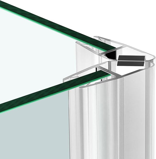 Bathroom Shower Glass Door Side Seal Strips, Length 78 Inch 2PCS Transparent PVC Door Side Seall Strips with Magnetic Stripe for 1/4" (6MM) Thick Framless Glass Panel