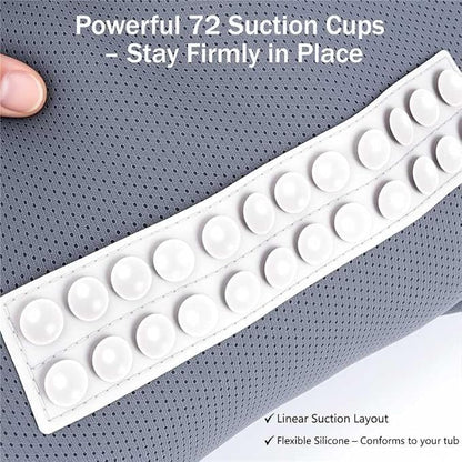 Bath Pillow PYRRHIC - Luxury Bathtub Pillow 5D Mesh with Neck & Back Support Non-Slip Suction Cups Fast Drying Soft Spa Pillow Relaxing Bath Accessories with Hook Laundry Bag Grey