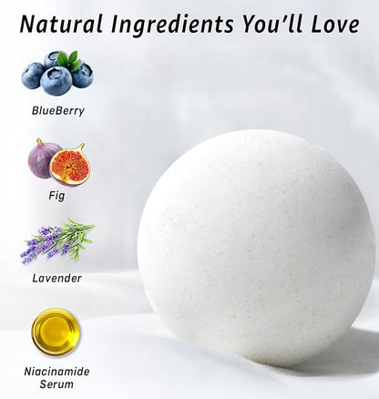 Lavender Bath Bombs Skin Nourishing Moisturize Niacinamide Serum Lavender Blueberry Fig Luxury Fizzing Spa Bubble Bath Gift Set for Sensitive Skin Stress Relief Relaxation Gift Birthday Christmas