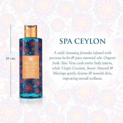 SPA CEYLON Royal Lotus Perfumed Bath & Shower Gel, Natural Body Wash, Moisturizing Body Cleanser, Foaming Gel, Paraben, Sulphate & Fragrance-Free, Suitable For All Skin Types