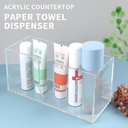 Acrylic Paper Towel Holder Countertop, 5mm Thick Clear C-Fold Z-Fold Trifold Napkin Dispenser, Bathroom & Kitchen Organizer for Multifold Towels (4)